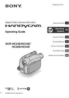 Sony DCR HC 24 E manual. Camera Instructions.